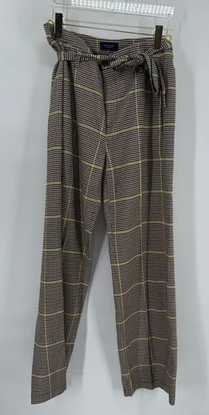 Scotch and Soda‎ brown and yellow plaid paper bag pants size medium thumbnail 1