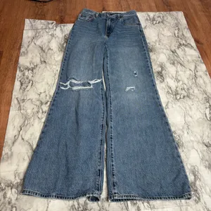 Levi's Premium High Loose Flare Denim Jeans Distressed high rise size 25 western thumbnail 8