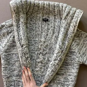 Chunky High Neck Wool Zip Up Sweater Gray thumbnail 4