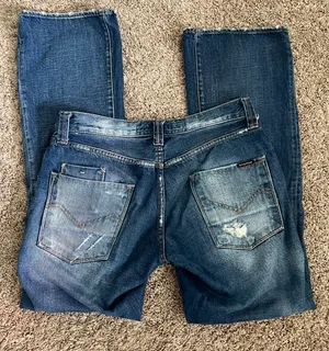 distressed bootcut jeans thumbnail 4