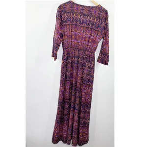 Jack by BB Dakota Purple Orange Printed V-Neck Maxi Dress Women's Size Medium M thumbnail 3