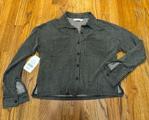 paper crane stripe button down top thumbnail 1