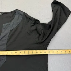 Lauren Ralph Lauren Womens 2X Black Cotton Split Neck 3/4 Sleeve Tunic Top‎ thumbnail 3