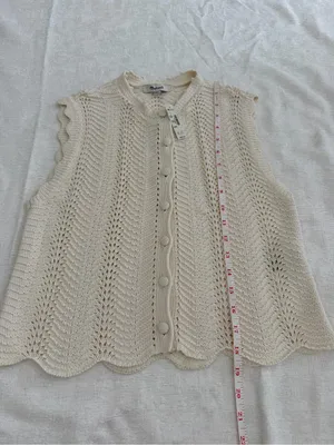 NWT Madewell Pointelle Knit Button Front Sweater Vest Cream XS thumbnail 8