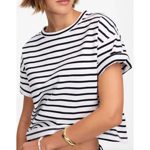 Madewell Everyday Boxy Crop Tee Short Striped Cotton White Relaxed XXS NWT thumbnail 2
