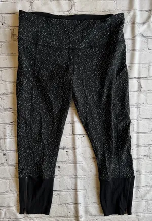 Lululemon Rebel Runner Crop Leggings Zip Leg Wide Waist Size 12 Black Running thumbnail 1