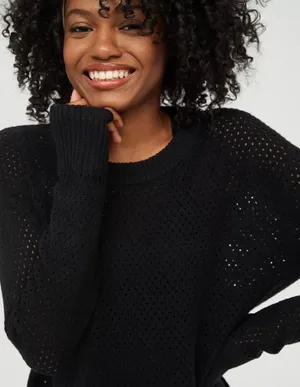 Aerie Black Offline‎ Black Open Knit Sweater thumbnail 1