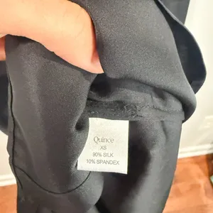 Quince Silk Stretch Mini Shirt Dress Black XS (No Belt) thumbnail 4