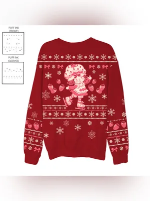 Red Graphic Holiday Sweatshirt with Ice Skater Motif thumbnail 2