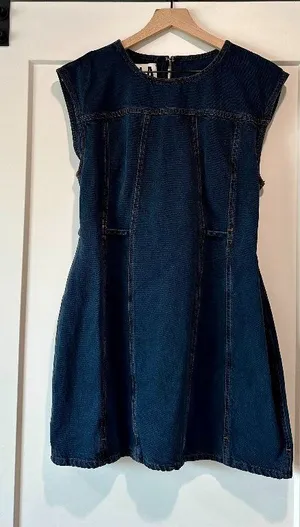 DALA Deep Dive Blue Denim Open Back Mini Dress Size 30 thumbnail 1