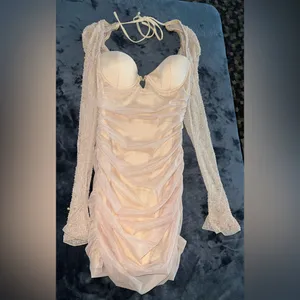 Oh Polly St. Germain Embellished Long Sleeve Mini Dress in Gold Size 4 thumbnail 8
