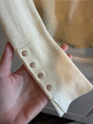 Zara Soft Lemon Crewneck Sweater with Cuff Buttons thumbnail 5