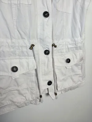 100% Cotton White Utility Vest Lightweight Gorpcore Hiking Outdoor Medium thumbnail 3