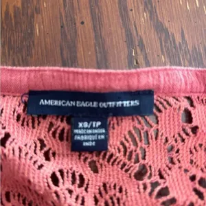 American Eagle Outfitters Lace Yoke Button Down Blouse Size XS Coral thumbnail 2