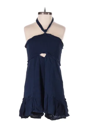 Venus navy halter tie romper thumbnail 1