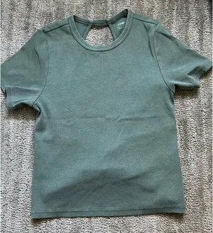 Aerie Twist Open Back Cropped Green Top thumbnail 1