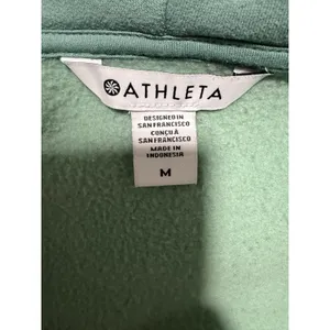 Athleta Forever Fleece Full Zip Cropped Hoodie Turquoise Women's Size Medium thumbnail 9