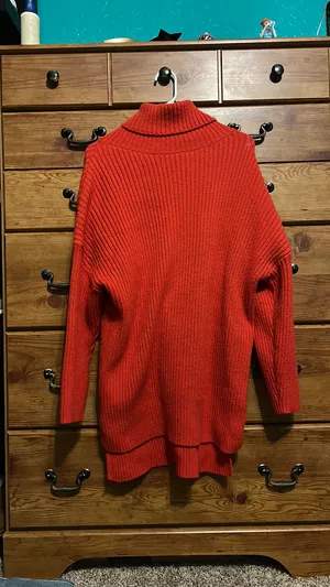 Red turtleneck sweater dress thumbnail 2