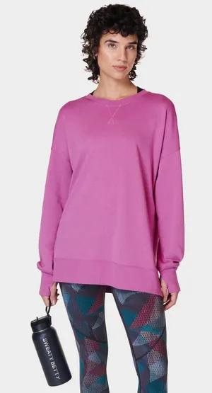 Sweaty Betty Sweatshirt Women Medium Pink Purple After Class Split‎ Hem Yoga thumbnail 1