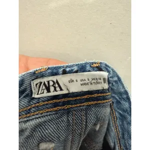 Zara Women Denim Split Front Maxi‎ Skirt Sz S Blue Distressed Frayed Hem thumbnail 3
