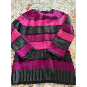 Spense Knits Womens Striped Sweater Pink Magenta Grey Y2K Emo Grunge Large thumbnail 7