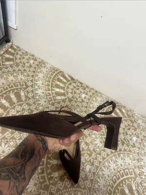 a new day Dark Brown Suede like Pointed Slingback Heels thumbnail 5