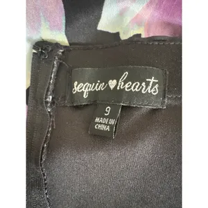 Sequin‎ Hearts Womens Strapless Floral Satin Ballgown Black Pink Size 9 thumbnail 5