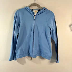 Talbots Full Zip Comfort Hoodie Jacket Athletic Track Blue Black Trim‎ S thumbnail 2
