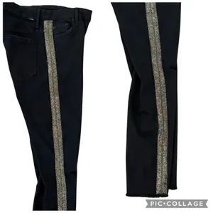 MOTHER Denim High Waisted Looker Ankle Fray Guilty Flash Black Embellished 28 thumbnail 11
