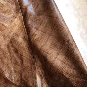 Altar’d State Winnie‎ Plaid Faux Leather Minnie Skirt Brown Large thumbnail 3