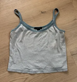 Forever 21 White & Light Blue Striped Cropped Cami thumbnail 1