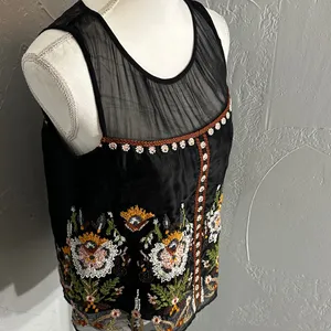 Floreat Black Sheer Floral Blouse Size 4 thumbnail 4