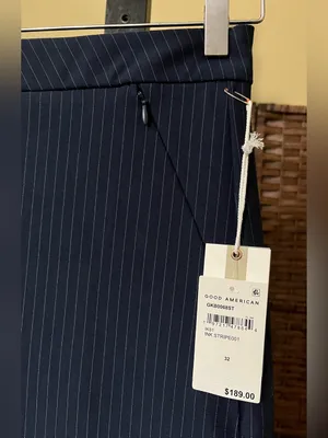 NEW Good American Stripe Ponte Knit Wide-Leg Trousers – Size 32 Plus Size thumbnail 6