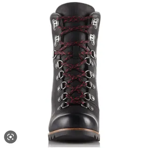 Sorel Conquest Wedge Black Leather Red Lace Up Booties Women Size 8.5 thumbnail 3