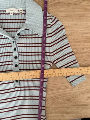 A.L.C. Frank XS Sydney Top Polo Henley Slim Fit Baby Blue Stripe Preppy Work Office thumbnail 7