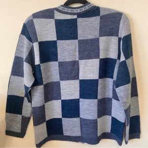 Vintage 90’s Y2K Snowflake Knit Cardigan Sweater Blue Button Holiday S thumbnail 5