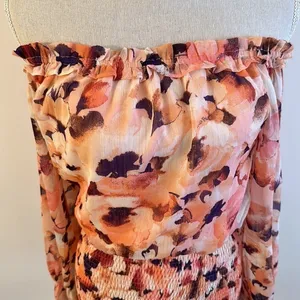 New Vici Floral Smocked Off the Shoulder Dress XS thumbnail 3