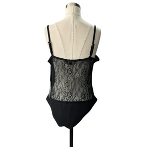 Haute Monde Women's Large Black Sheer Lace Bodysuit Underwire Bustier NWT thumbnail 4