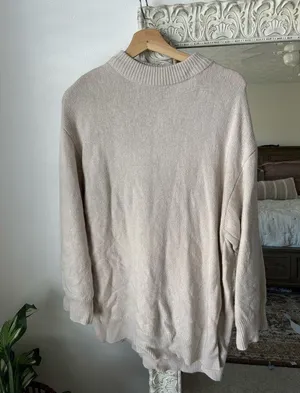 Zara Oversized Neutral Sweater Top thumbnail 2