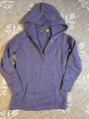 Cabela's Women's Heather Purple Hooded Button Pullover Sweater thumbnail 1