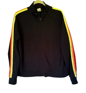 Athletic Works navy Bomber Jacket with Bright Stripes plus size thumbnail 1