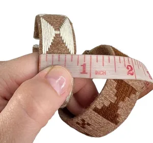 Brown & White Yarn Wrapped Aztec Native Pattern Cuff Bracelets thumbnail 10
