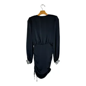 Ramy Brook Dress Women 00 Black Satin Rhinestone Embellished Foxy Mini‎ Cocktail thumbnail 3