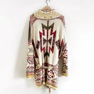 Free People Wild Wild West Southwest Belted Cardigan Size M/L Oversized thumbnail 4