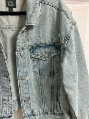 Light Wash Denim Jacket with Distressed Detail thumbnail 3