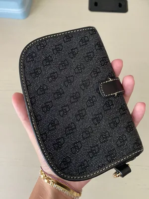 Vintage Dooney and Bourke monogrammed leather trim black wristlet wallet thumbnail 3