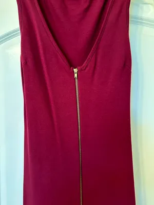 Minette - Stunning Deep Red Bodycon Dress with Gold Zipper - Brand new! thumbnail 5