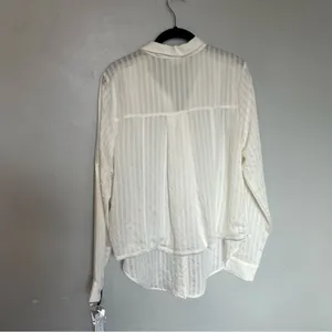 NEW Sage Linen V Neck Shirts Shirt Spring Autumn Casual Long Sleeve White Medium thumbnail 2