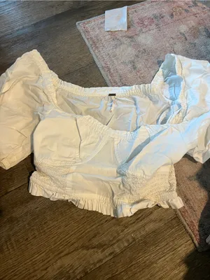 Free people White Puff-Sleeve Cropped Top thumbnail 7