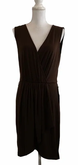 Max and Cleo Brown Faux Wrap Medium Dress‎ thumbnail 1